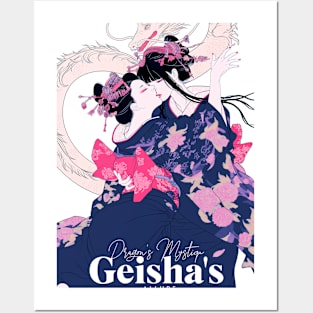 Geisha and Dragon 7010 Posters and Art